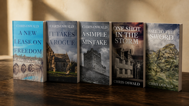 The five Dorset Chronicles paperbacks standing in a row