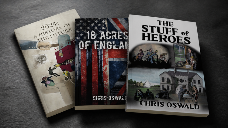 Three standalone Chris Oswald paperbacks fanned on slate